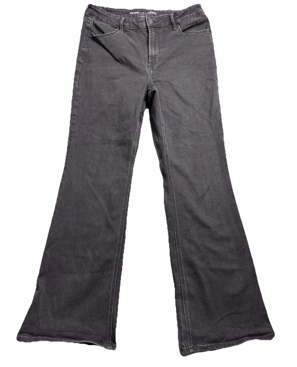 Old Navy Womens 10 Wow Flare Jeans Black High Rise Flare Stretch Denim EUC